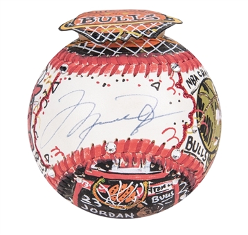 Michael Jordan Signed Charles Fazzino Original Artwork Baseball (UDA)